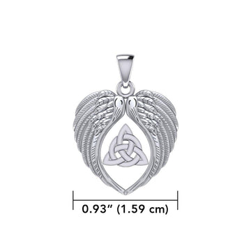 Feel the Tranquil in Angels Wings Silver Pendant with Triquetra TPD5457 - Jewelry